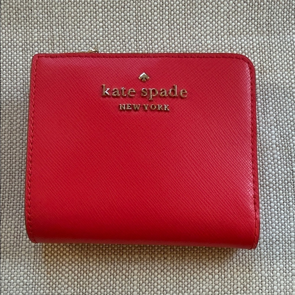 Kate Spade Sm Zip Bifold Wallet, Staci, Digital Red (648), Style WLR00143, NWT - Picture 1 of 9